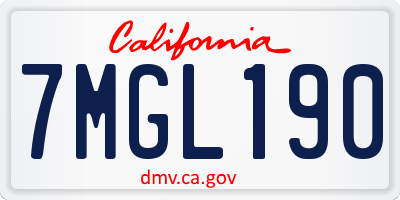 CA license plate 7MGL190
