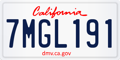 CA license plate 7MGL191