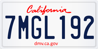 CA license plate 7MGL192