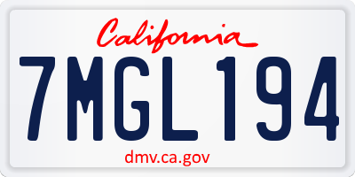 CA license plate 7MGL194