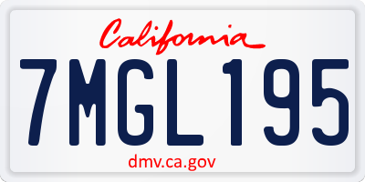 CA license plate 7MGL195