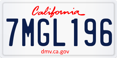 CA license plate 7MGL196