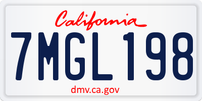 CA license plate 7MGL198