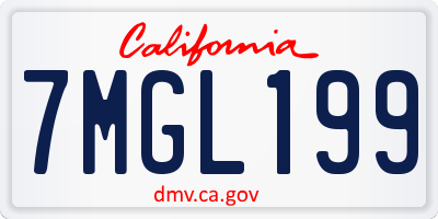 CA license plate 7MGL199