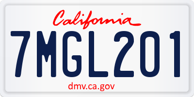 CA license plate 7MGL201