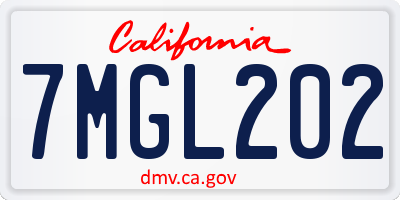 CA license plate 7MGL202