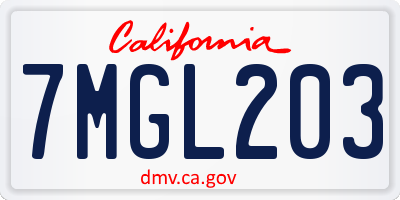 CA license plate 7MGL203