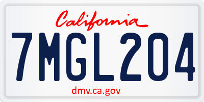 CA license plate 7MGL204