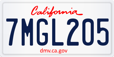 CA license plate 7MGL205