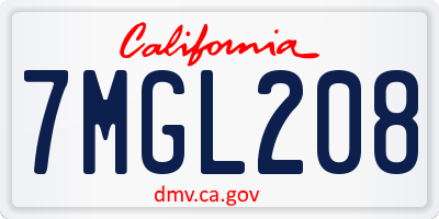CA license plate 7MGL208