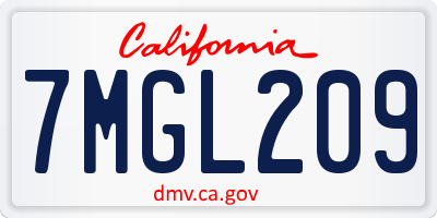CA license plate 7MGL209