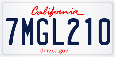 CA license plate 7MGL210