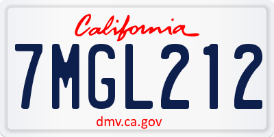 CA license plate 7MGL212