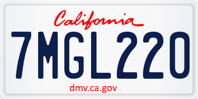 CA license plate 7MGL220