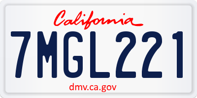 CA license plate 7MGL221