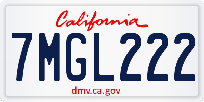 CA license plate 7MGL222