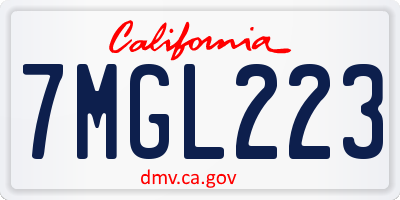 CA license plate 7MGL223