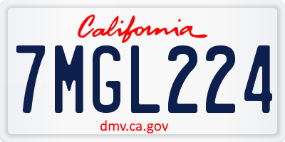 CA license plate 7MGL224