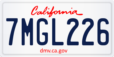 CA license plate 7MGL226