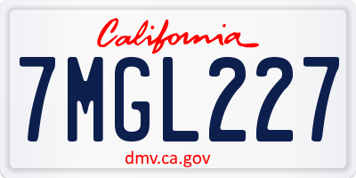 CA license plate 7MGL227