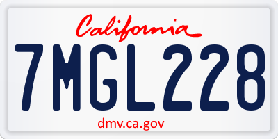 CA license plate 7MGL228