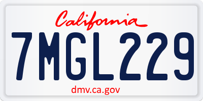 CA license plate 7MGL229
