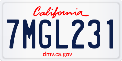 CA license plate 7MGL231