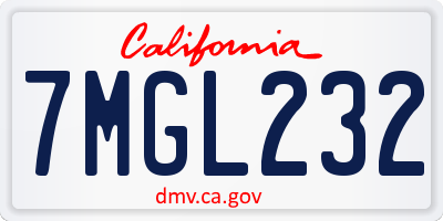 CA license plate 7MGL232