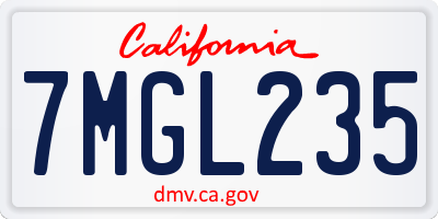CA license plate 7MGL235