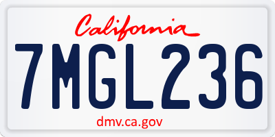 CA license plate 7MGL236
