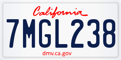 CA license plate 7MGL238