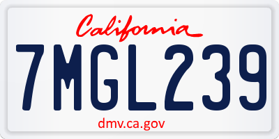 CA license plate 7MGL239
