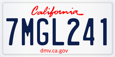 CA license plate 7MGL241