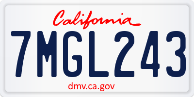 CA license plate 7MGL243