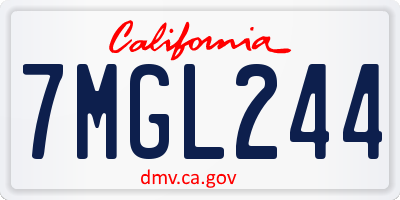 CA license plate 7MGL244