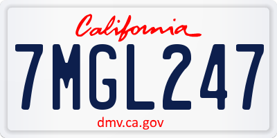 CA license plate 7MGL247