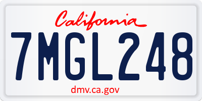 CA license plate 7MGL248