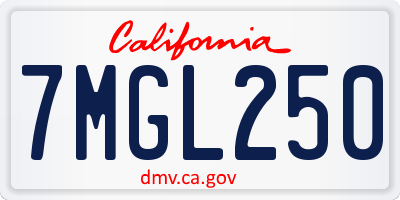 CA license plate 7MGL250