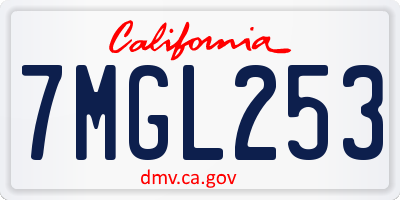 CA license plate 7MGL253
