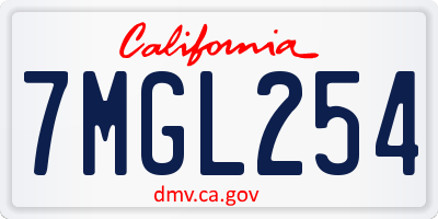 CA license plate 7MGL254