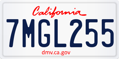 CA license plate 7MGL255