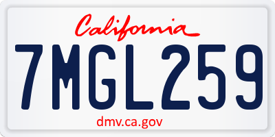 CA license plate 7MGL259