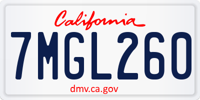 CA license plate 7MGL260