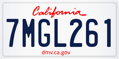 CA license plate 7MGL261