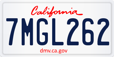 CA license plate 7MGL262