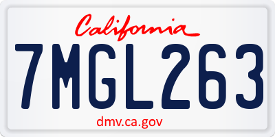 CA license plate 7MGL263