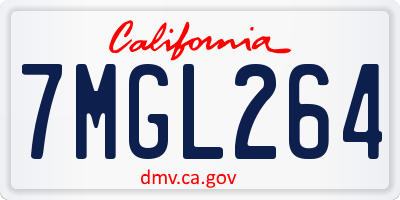 CA license plate 7MGL264