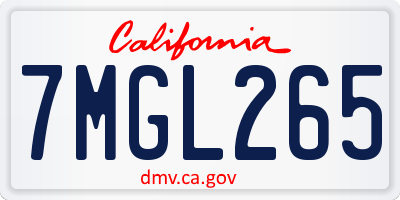 CA license plate 7MGL265