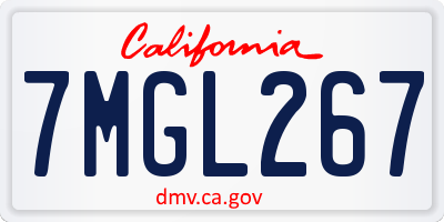 CA license plate 7MGL267