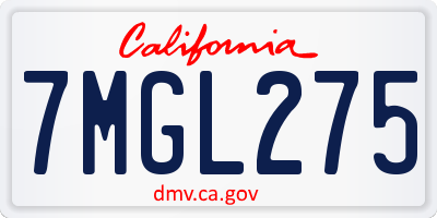 CA license plate 7MGL275